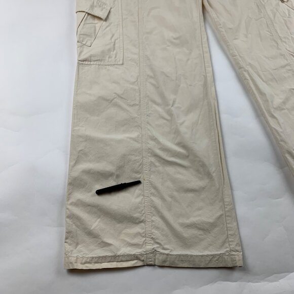 Elodie Cream Poplin Canvas Wide Leg Cargo Pant L - Picture 3 of 10